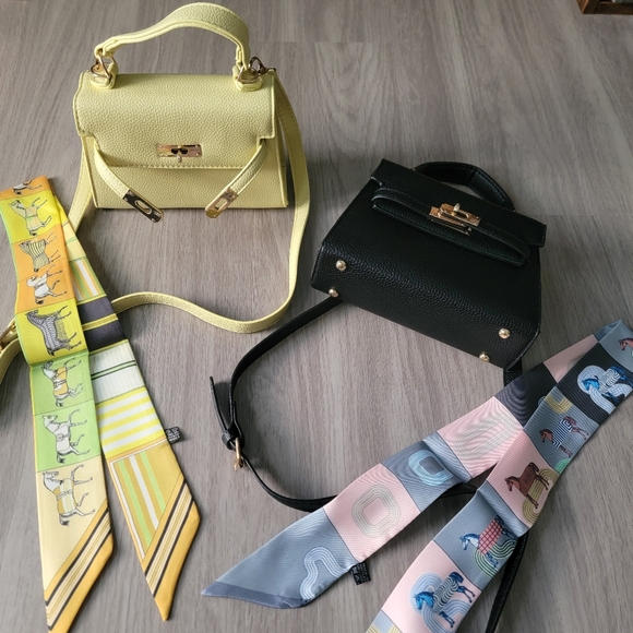 2 Left! 2pcs Fashion Vegan Leather Crossbody Bag And Twilly Scarf Set - Picture 1 of 14